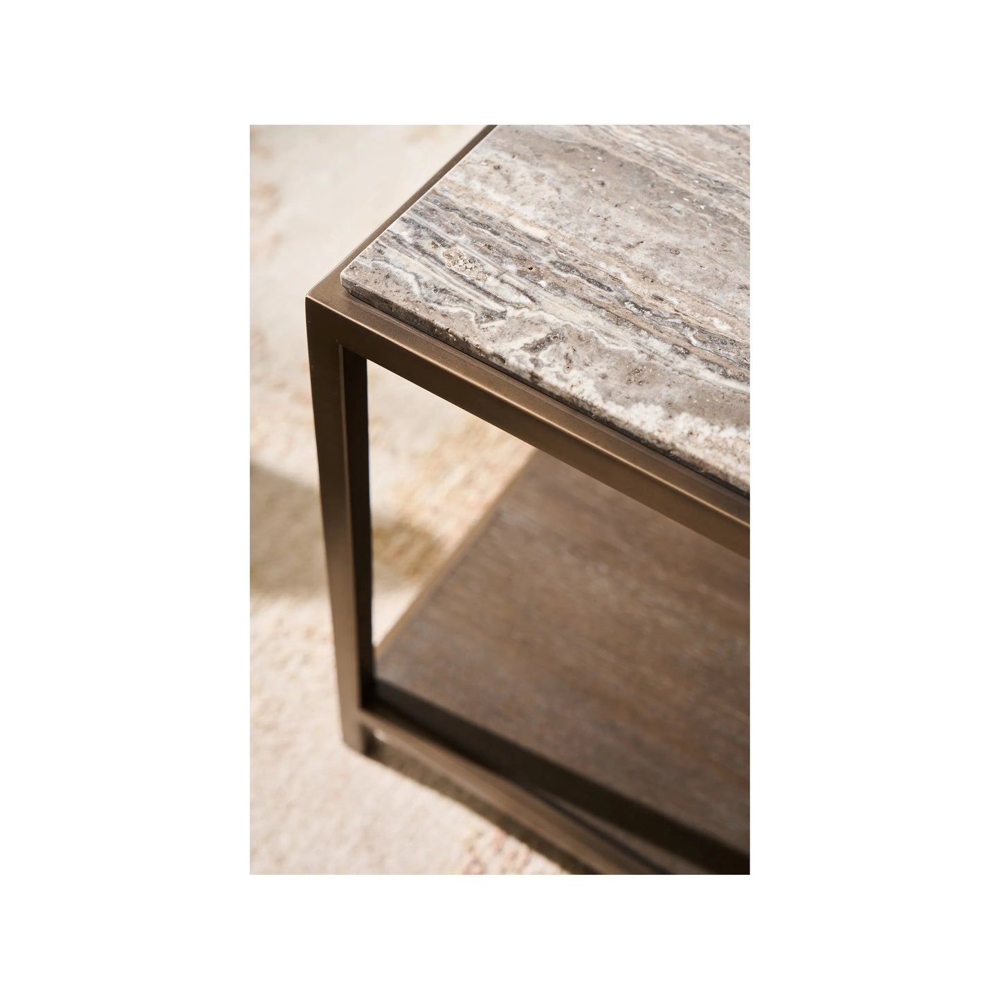 003 SI-2473009 | Closeup | Montclair Brindle End Table by Universal Furniture in smoked gold, travertine. Made from unique in a transitional style.