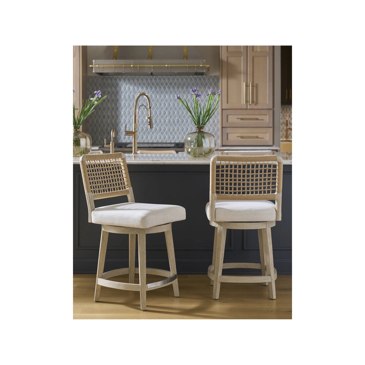 003 SI-2473085 | Lifestyle | Oasis Dockside Swivel Counter Stool by Coastal Living by Universal Furniture in dockside natural tan oak. Made from unique in a rustic style.
