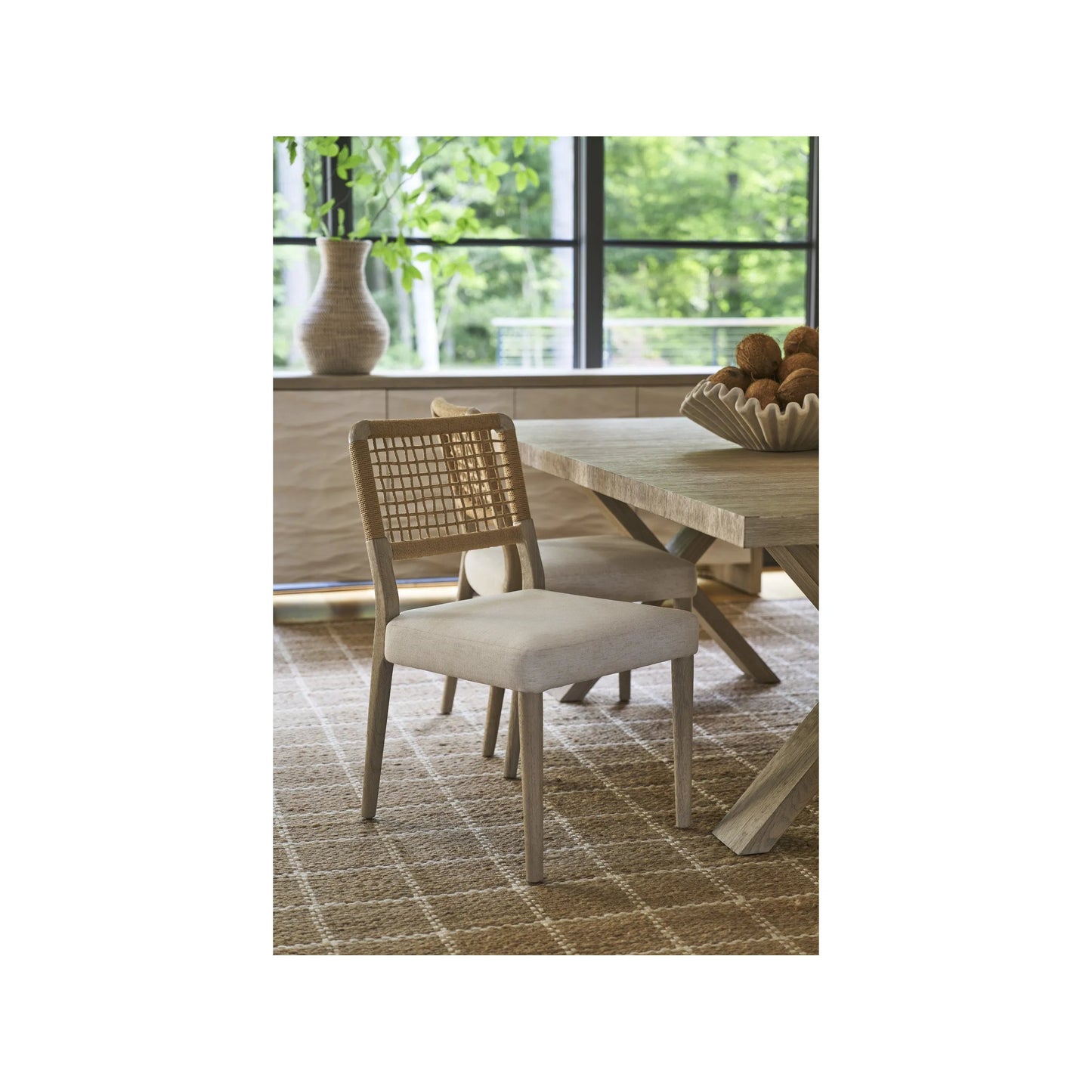 003 SI-2473070 | Lifestyle | Oasis Dockside Chair (Set of 2) by Coastal Living by Universal Furniture in dockside natural tan oak. Made from 92% polyester, 8% linen in a rustic style.