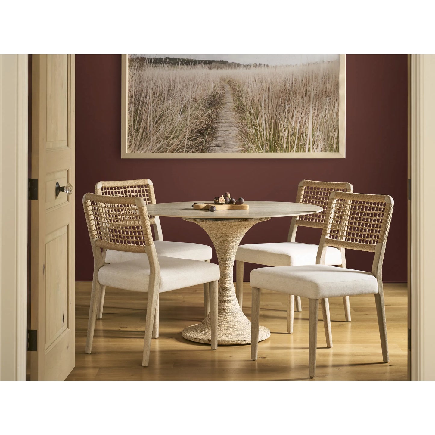 004 SI-2473070 | Lifestyle | Oasis Dockside Chair (Set of 2) by Coastal Living by Universal Furniture in dockside natural tan oak. Made from 92% polyester, 8% linen in a rustic style.