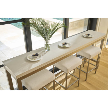 Oasis Console with Stools by Coastal Living by Universal Furniture in antique nickel. Made from 92% polyester, 8% linen in a transitional style.