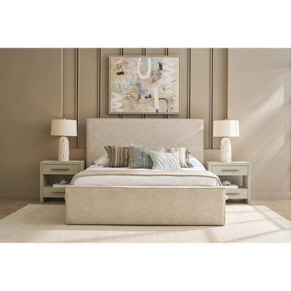Oasis Drift Upholstered Bed by Coastal Living by Universal Furniture in natural oak. Made from 96% polyester, 4% acrylic in a transitional style.