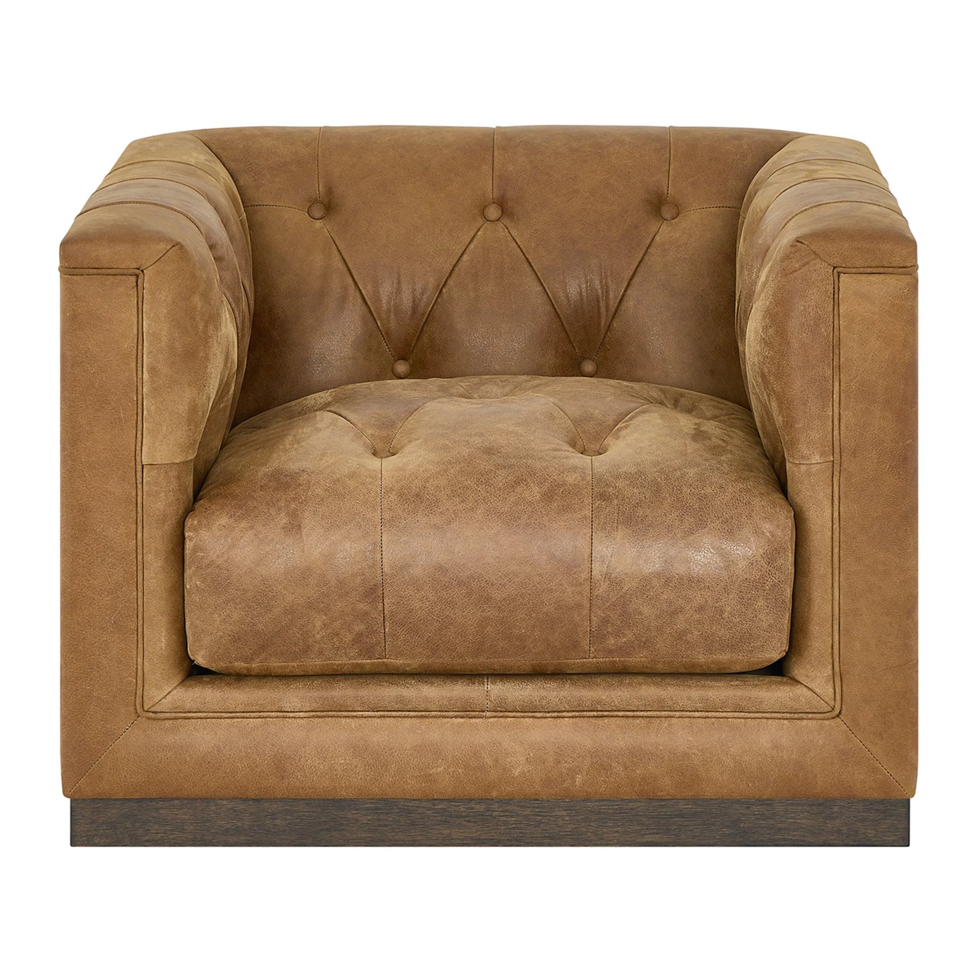 Quinn Swivel Chair by Universal Furniture in winchester sycamore leather. Made from 100% leather in a traditional style.