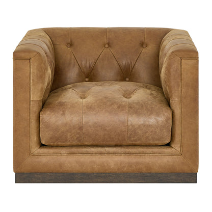 Quinn Swivel Chair by Universal Furniture in winchester sycamore leather. Made from 100% leather in a traditional style.