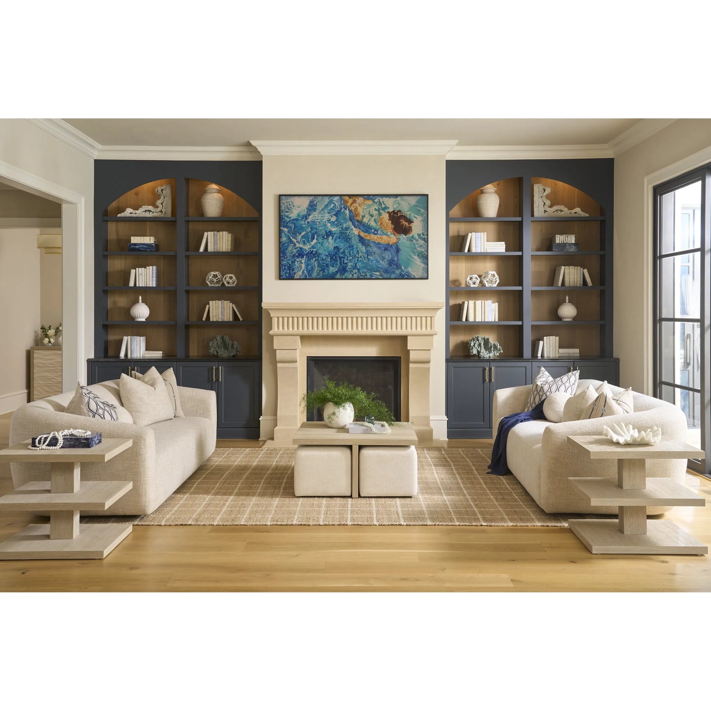 004 SI-2473072 | Lifestyle | Oasis Dockside Cocktail Table with Ottomans by Coastal Living by Universal Furniture in dockside tan. Made from unique in a transitional style.