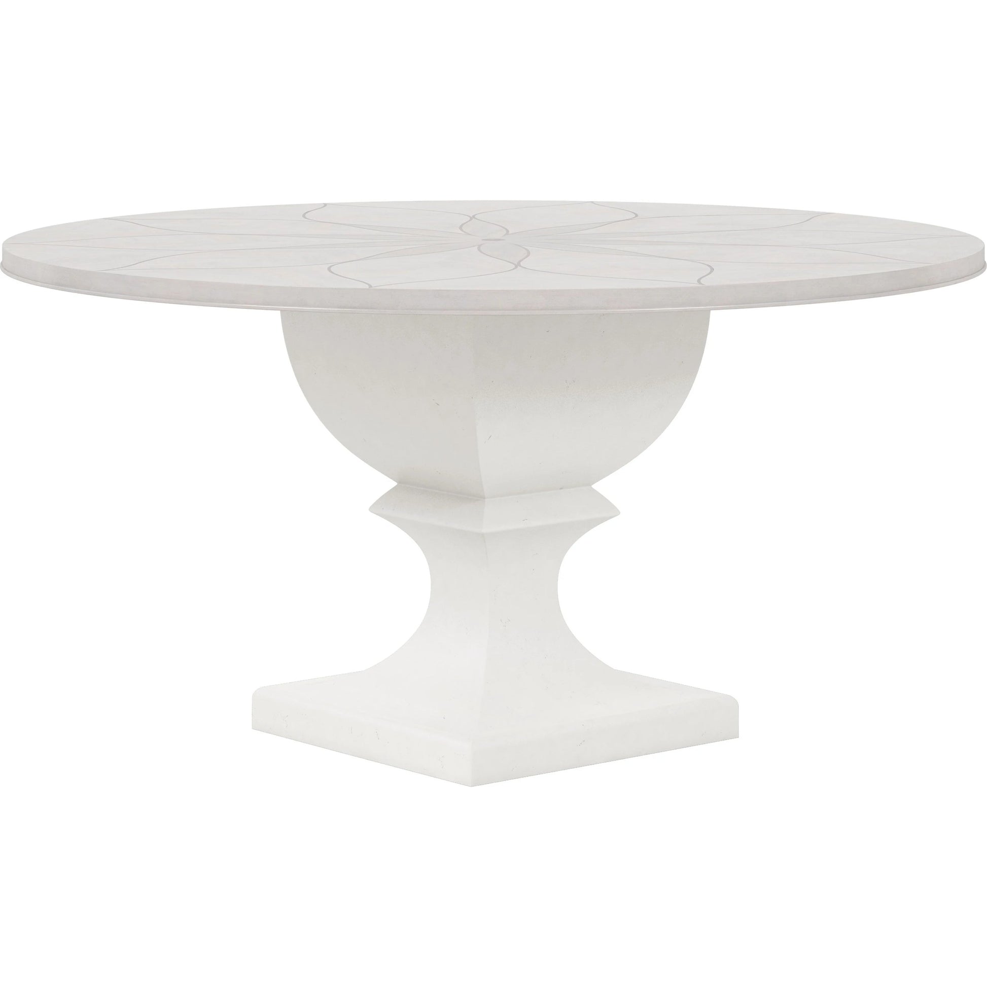 Mezzanine Round Dining Table by A.R.T. Furniture in dove gray. Made from parawood, poplar solids, maple veneer, resin in a modern style.