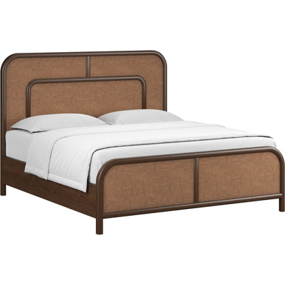Verge Woven Bed by A.R.T. Furniture in handcrated walnut. Made from poplar solids, flat cut walnut veneers in a traditional style.