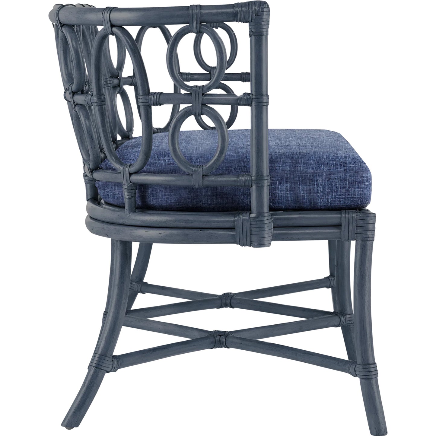 002 SI-2257389 | Additional Silo | Tegal Bench by Currey and Company in vintage navy, finn indigo. Made from rattan, wood, leather, finn indigo in a eclectic & global style.