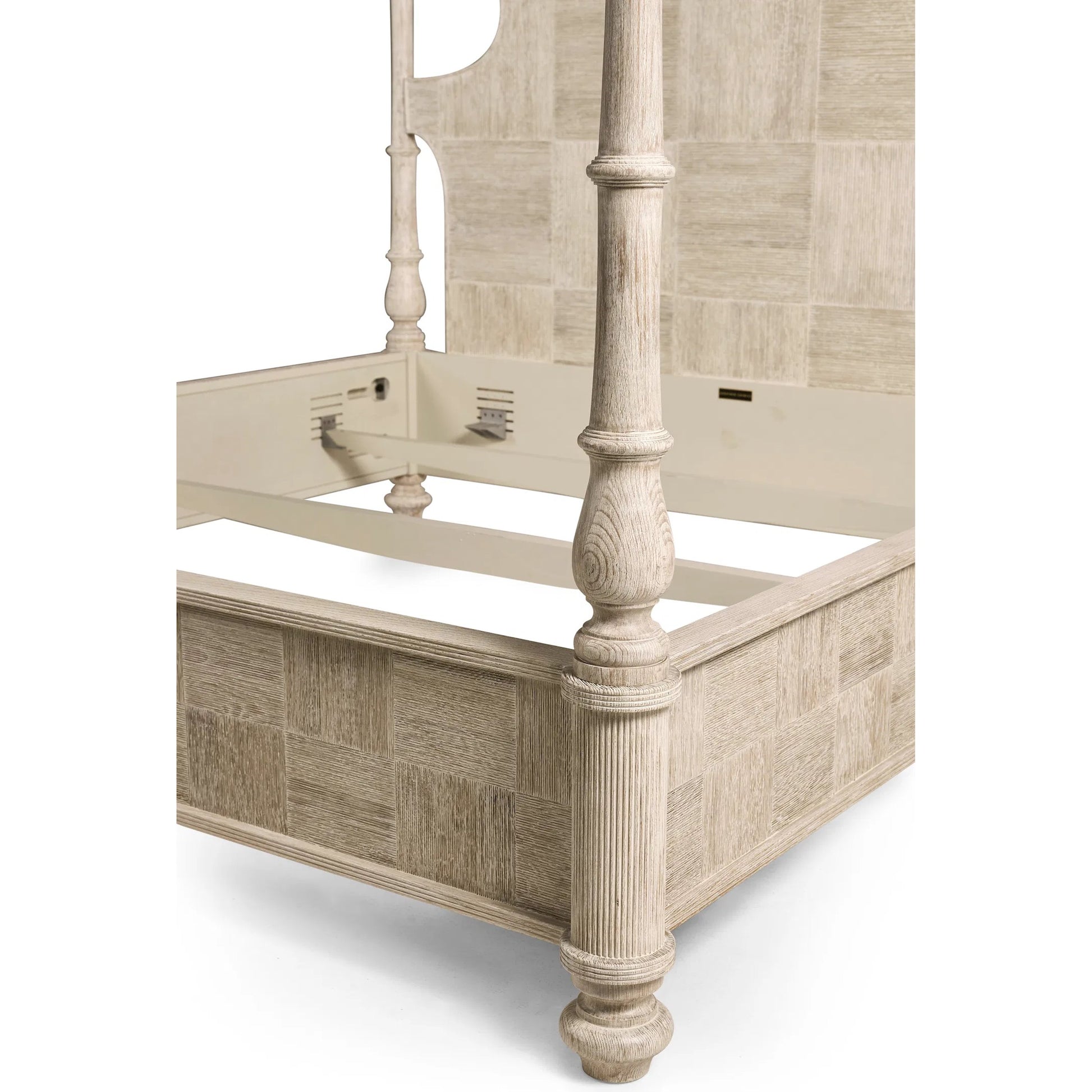 Bywater Poster Bed by Jonathan Charles in beige and washed acacia. Made from oak, beech in a transitional style.