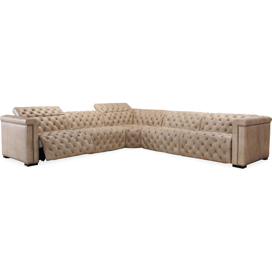 Savion Grandier 5 Piece Sectional by Hooker Furniture. Made from leather in a modern style.