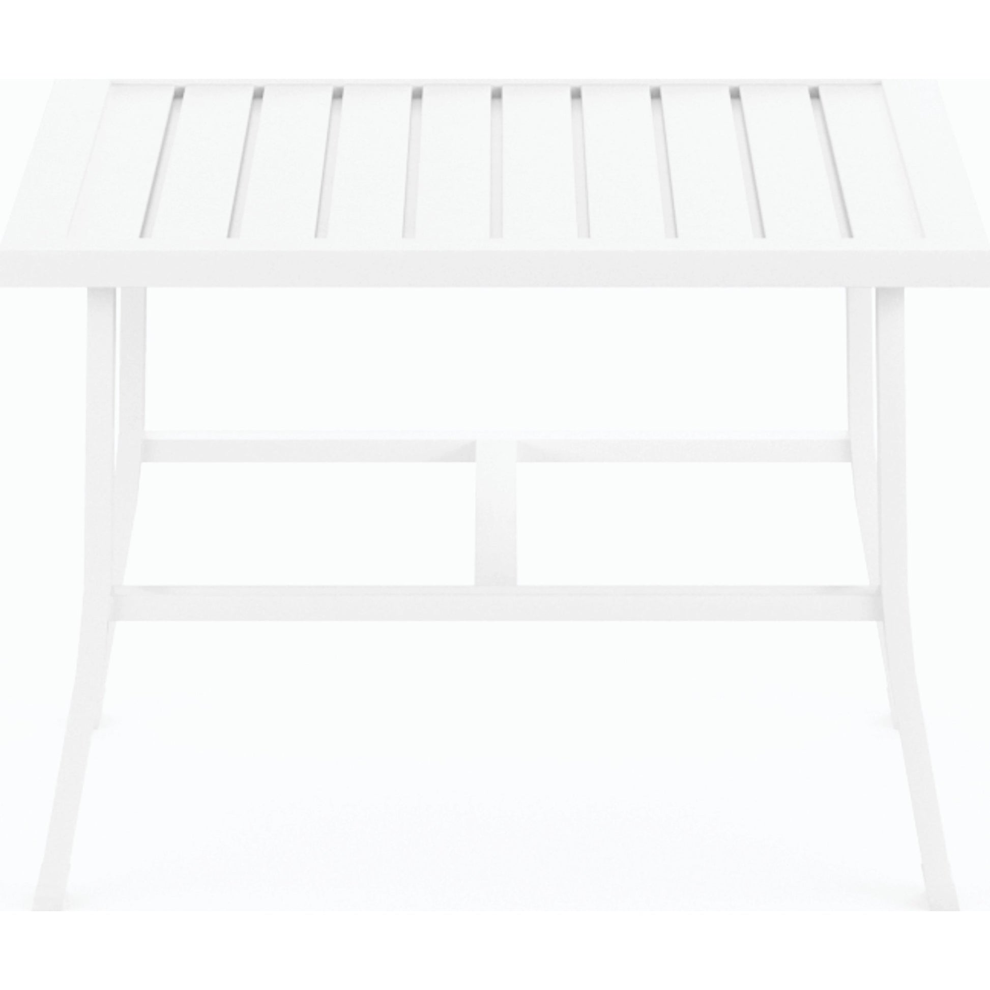 Bristol Outdoor End Table by Sunset West in white. Made from aluminum in a modern style.