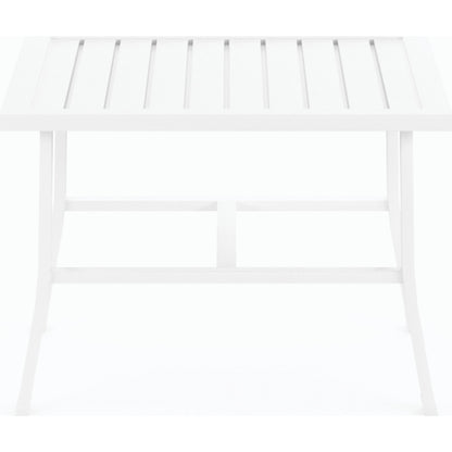 Bristol Outdoor End Table by Sunset West in white. Made from aluminum in a modern style.