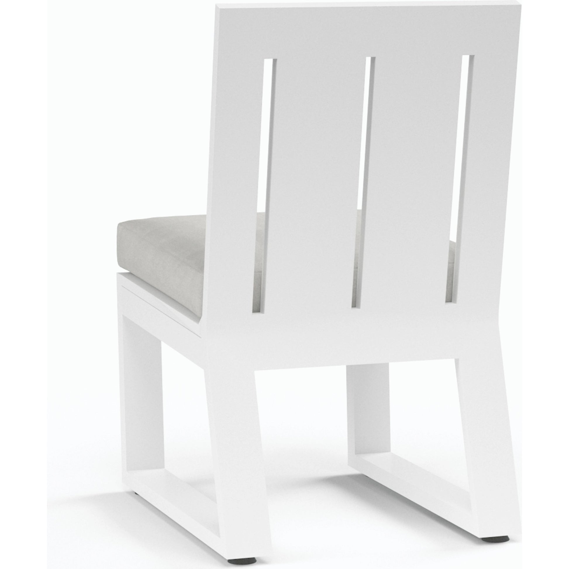 Newport Outdoor Dining Chair by Sunset West in frost. Made from aluminum in a modern style.