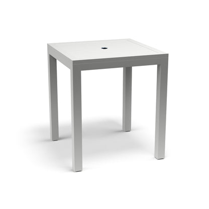 Naples Outdoor Pub Table by Sunset West in white. Made from aluminum in a modern style.