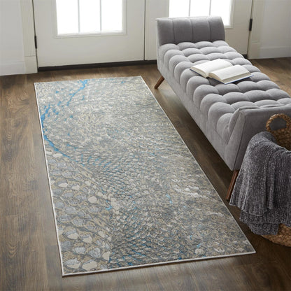 Azure Rug - 3403F by Feizy in blue, silver, gray. Made from polyester, polypropylene in a unique style.