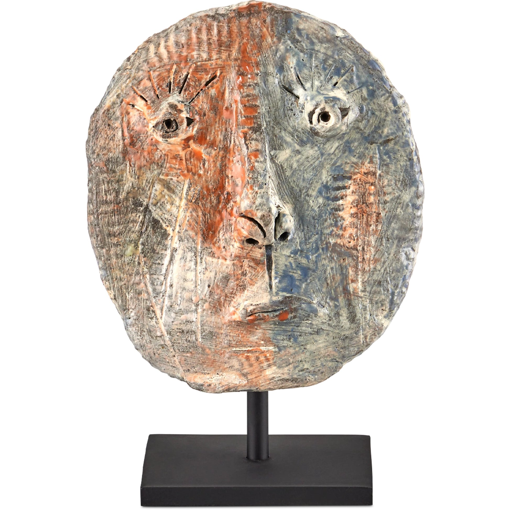 Artisan Face Disc by Currey and Company in multi-color. Made from ceramic, metal in a modern style.