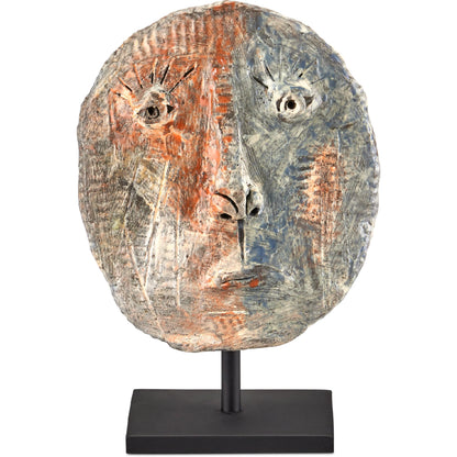 Artisan Face Disc by Currey and Company in multi-color. Made from ceramic, metal in a modern style.