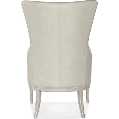 Kyndall Club Chair by Hooker Furniture in light wood. Made from leather, fabric, (semi-aniline top grain) in a modern style.