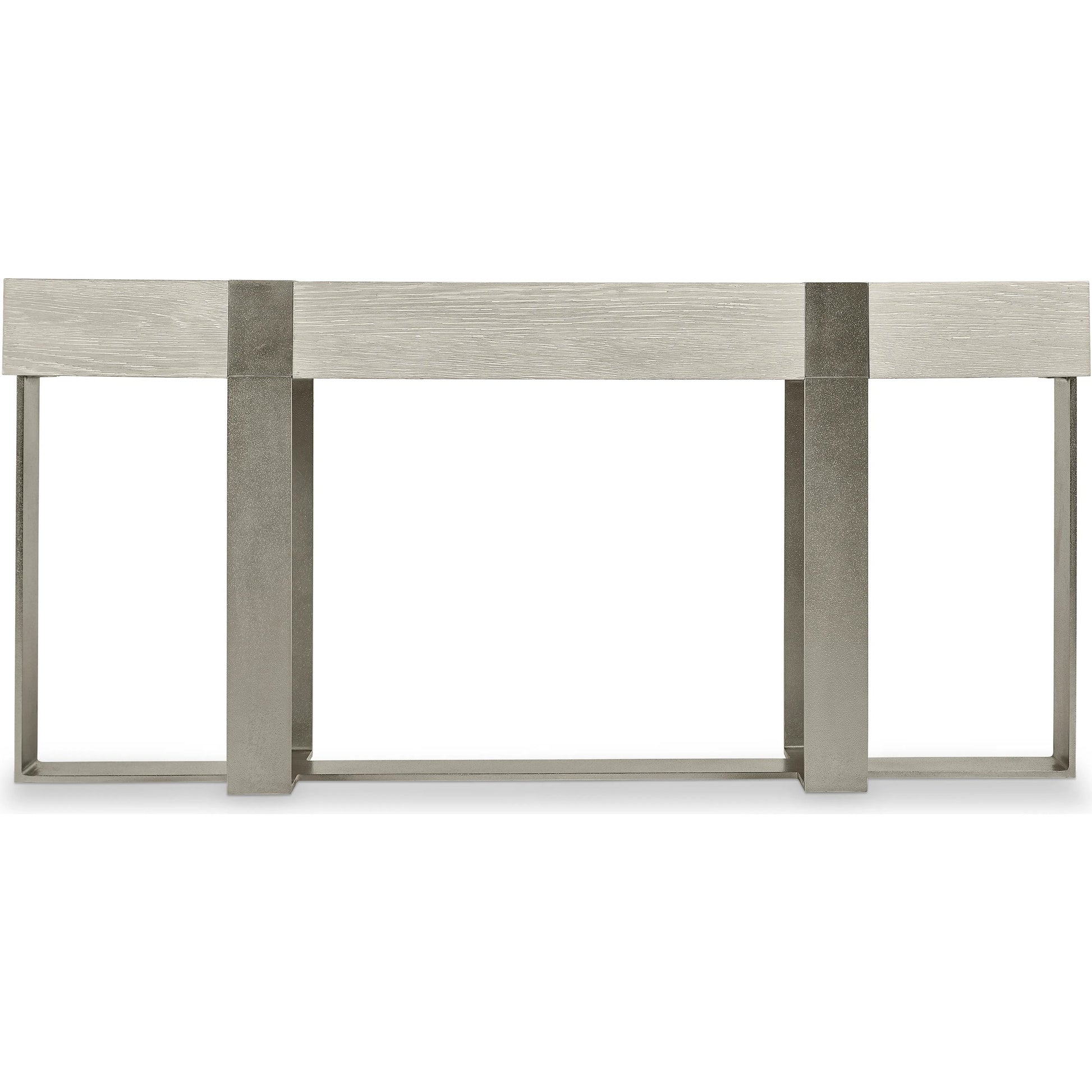 Tempo Console Table by Bernhardt in larza, satin nickel. Made from oak, aluminum in a transitional style.