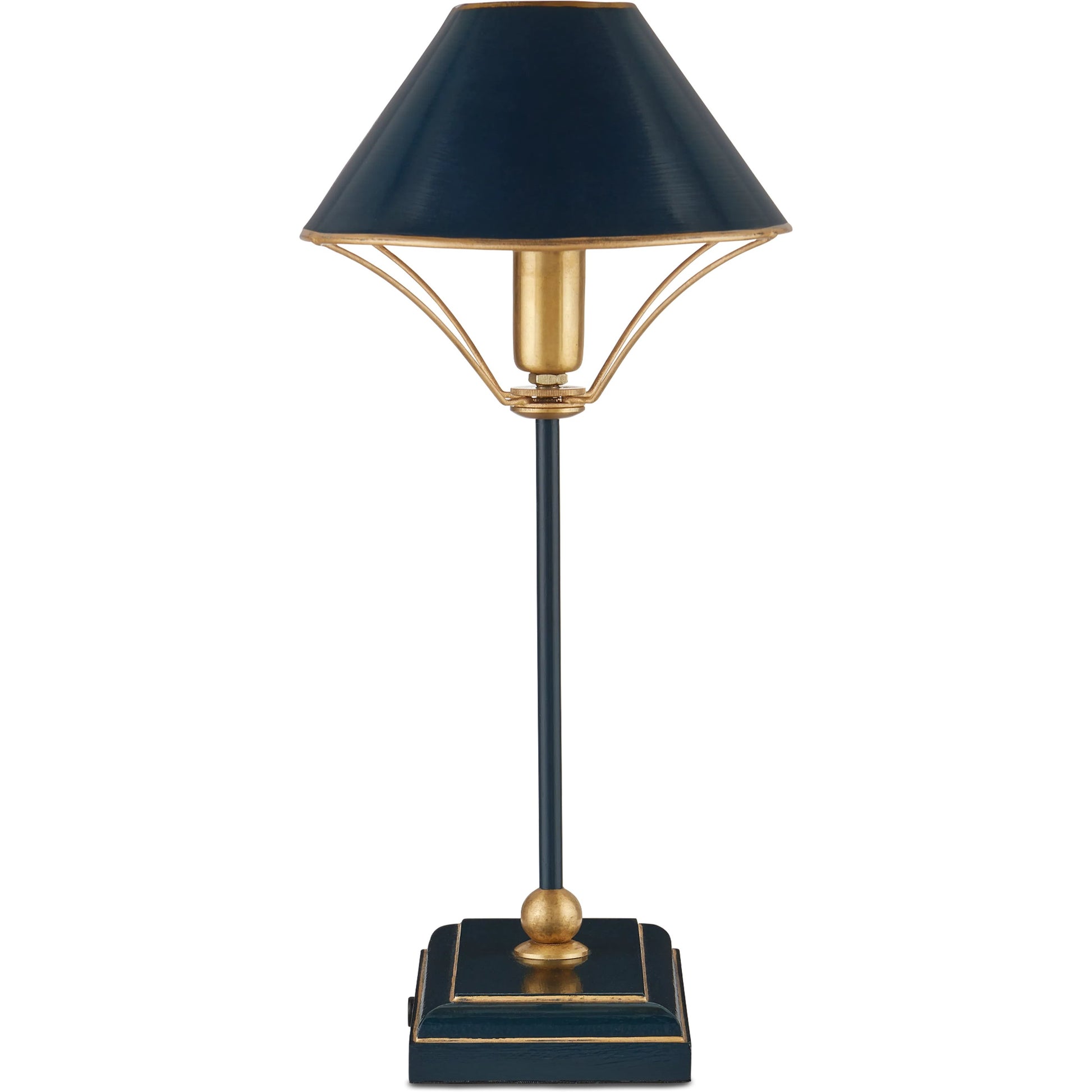 Daphne Table Lamp by Currey and Company. Made from iron, brass, engineered wood in a modern style.