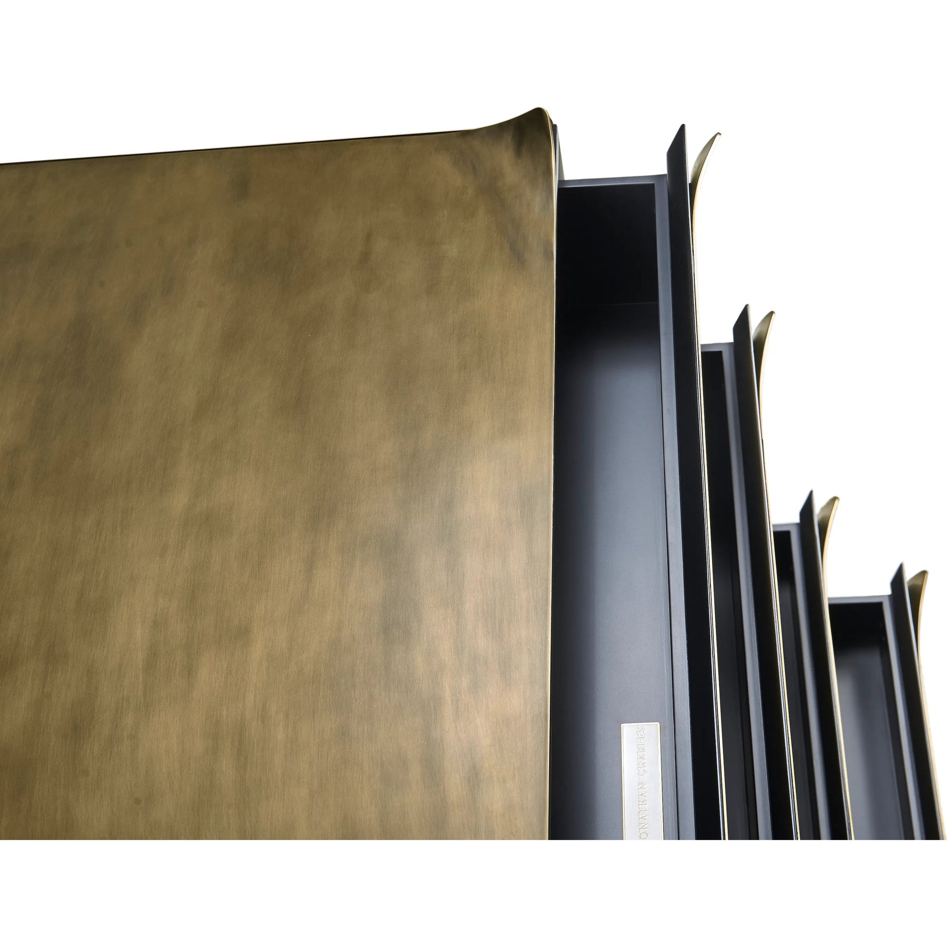 Hammersmith Drawer Chest by Jonathan Charles in gold and satin brass. Made from beech solids, brass in a unique style.