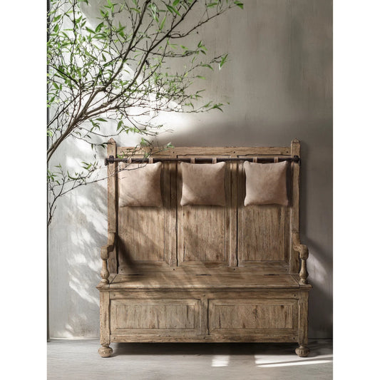 Sagehill Hall Bench by Jonathan Charles in timberon grey oak. Made from oak in a traditional style.