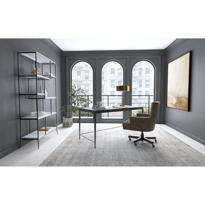 Commerce & Market Bookcase by Hooker Furniture in blue. Made from carbon steel, blue forest stone in a transitional style.