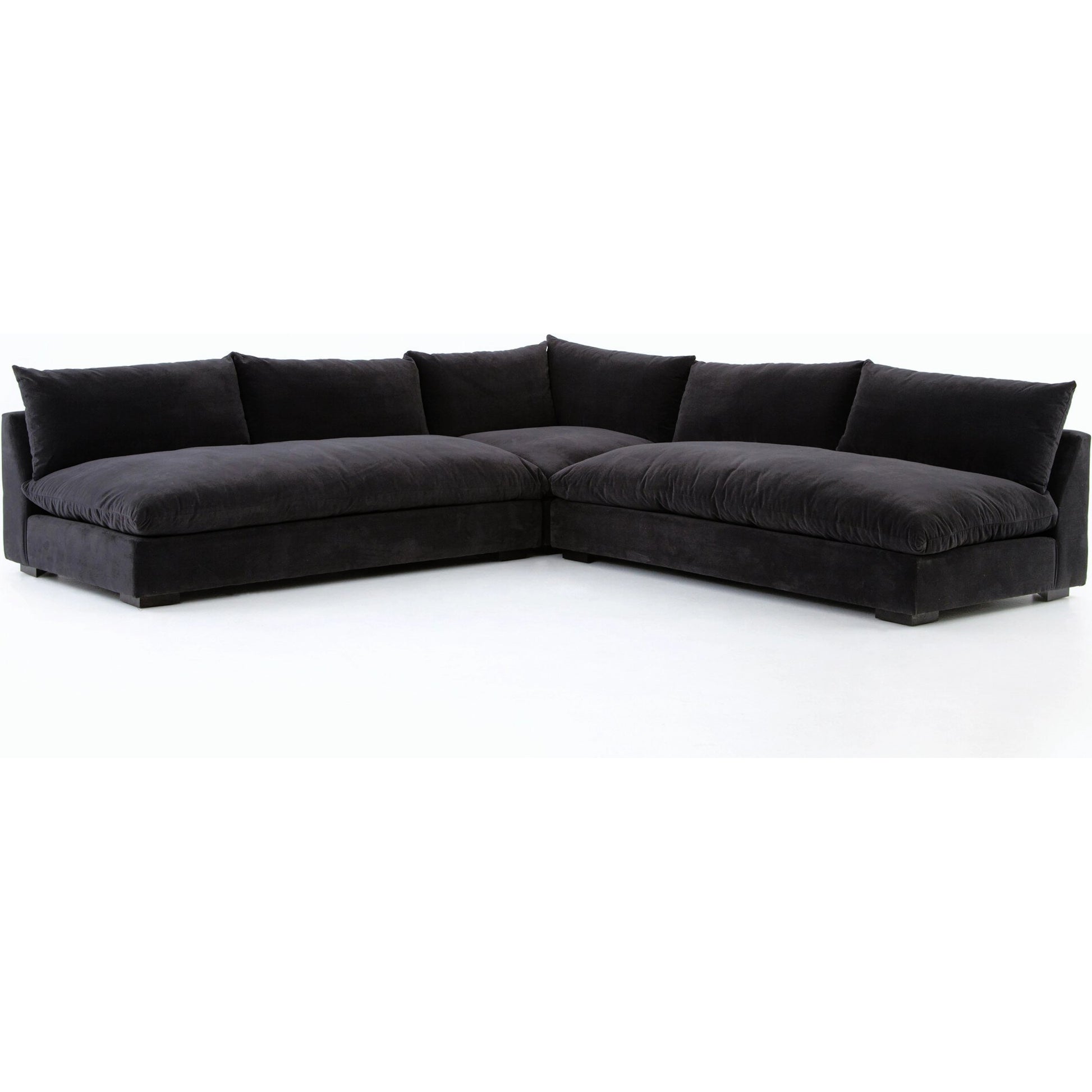 Grant 3-PC Sectional by Four Hands in ashby oatmeal and espresso. Made from 72% polyester, 18% pre-combed cotton, 10% cotton, solid banak, solid pine in a modern style.