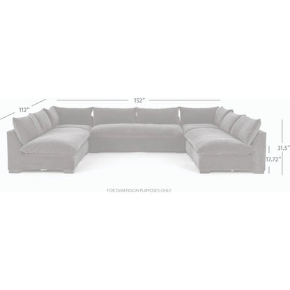 Grant 5-PC Sectional by Four Hands in ashby oatmeal and espresso. Made from 72% polyester, 18% pre-combed cotton, 10% cotton, solid banak, solid pine in a modern style.