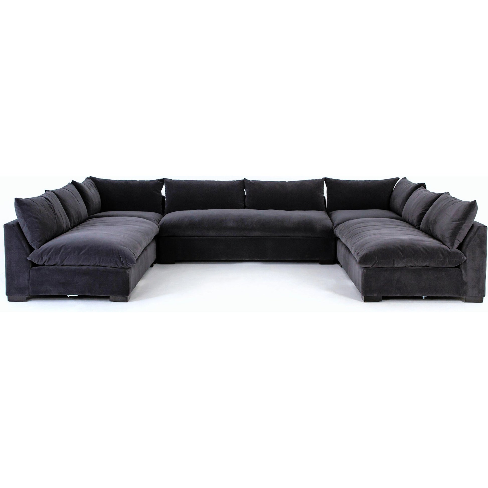 Grant 5-PC Sectional by Four Hands in ashby oatmeal and espresso. Made from 72% polyester, 18% pre-combed cotton, 10% cotton, solid banak, solid pine in a modern style.