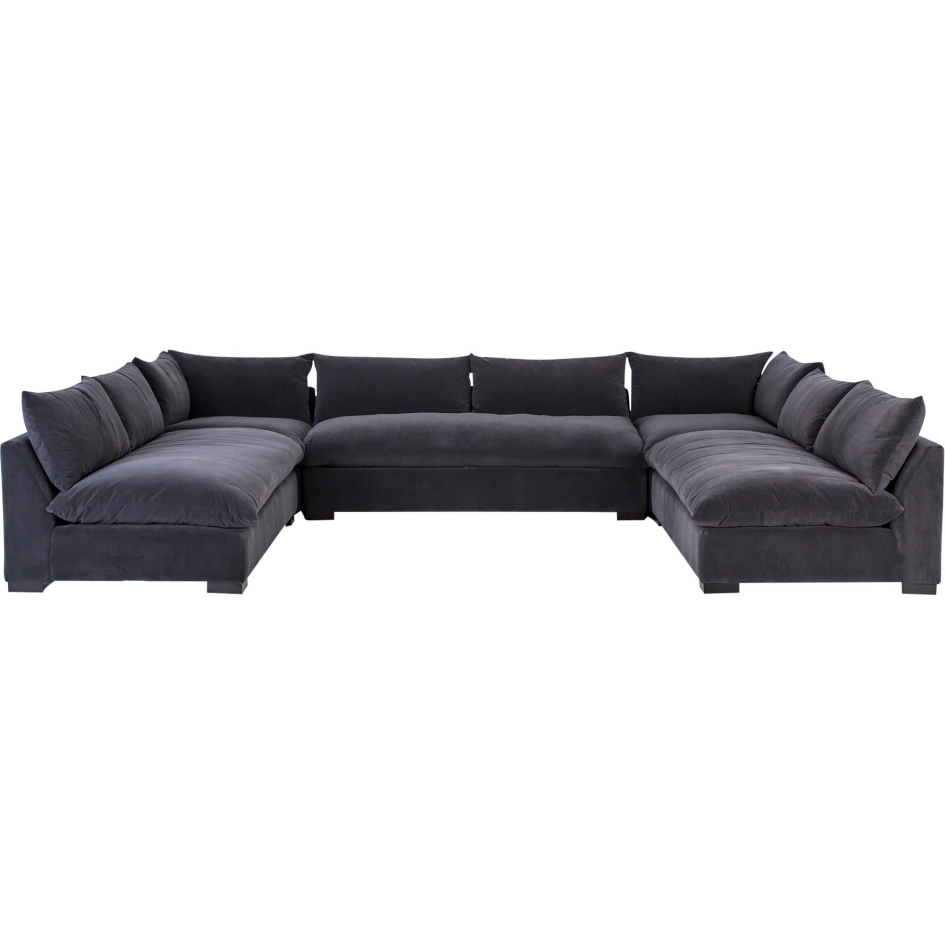 Grant 5-PC Sectional by Four Hands in ashby oatmeal and espresso. Made from 72% polyester, 18% pre-combed cotton, 10% cotton, solid banak, solid pine in a modern style.