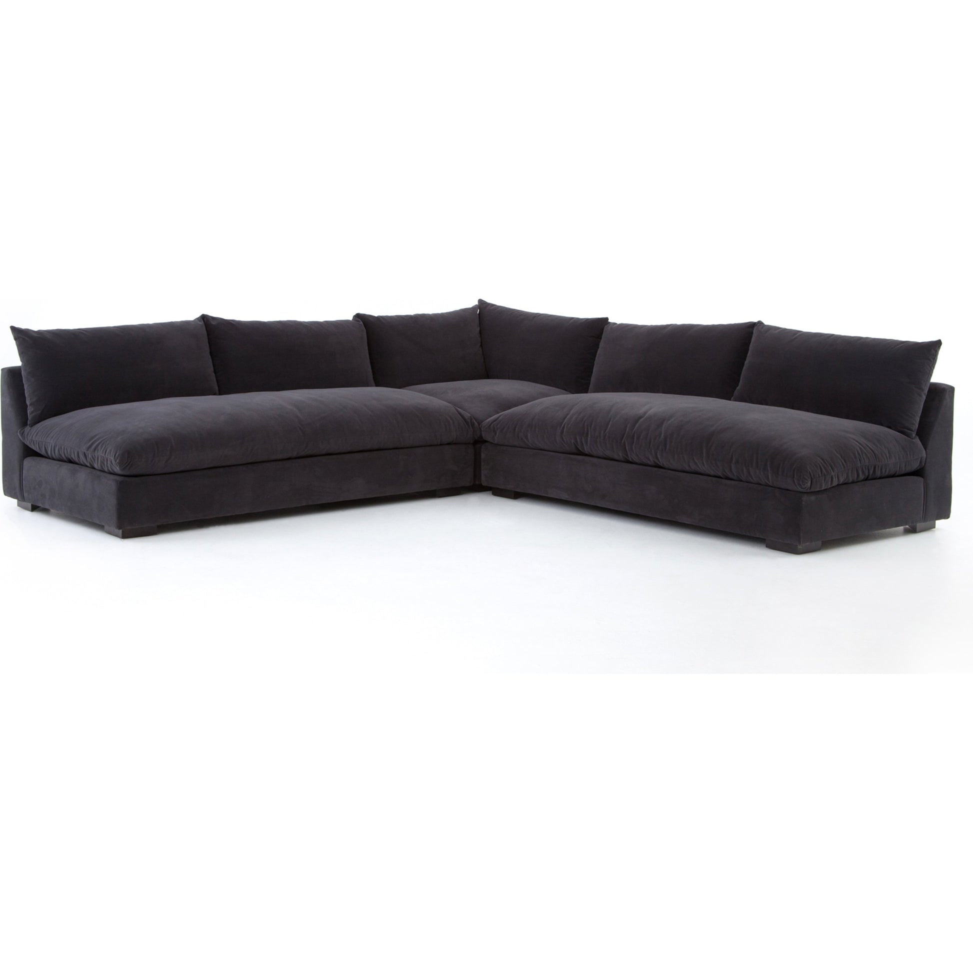 Grant 3-PC Sectional by Four Hands in ashby oatmeal and espresso. Made from 72% polyester, 18% pre-combed cotton, 10% cotton, solid banak, solid pine in a modern style.