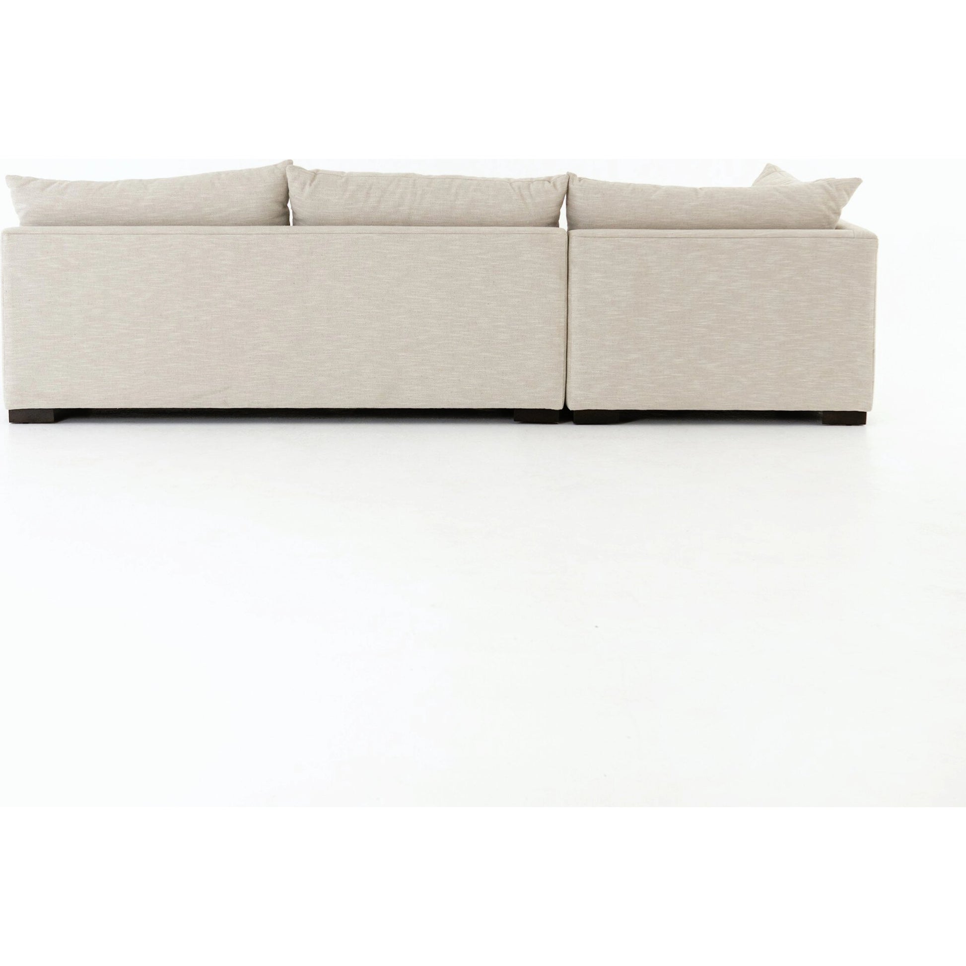 Grant 3-PC Sectional by Four Hands in ashby oatmeal and espresso. Made from 72% polyester, 18% pre-combed cotton, 10% cotton, solid banak, solid pine in a modern style.