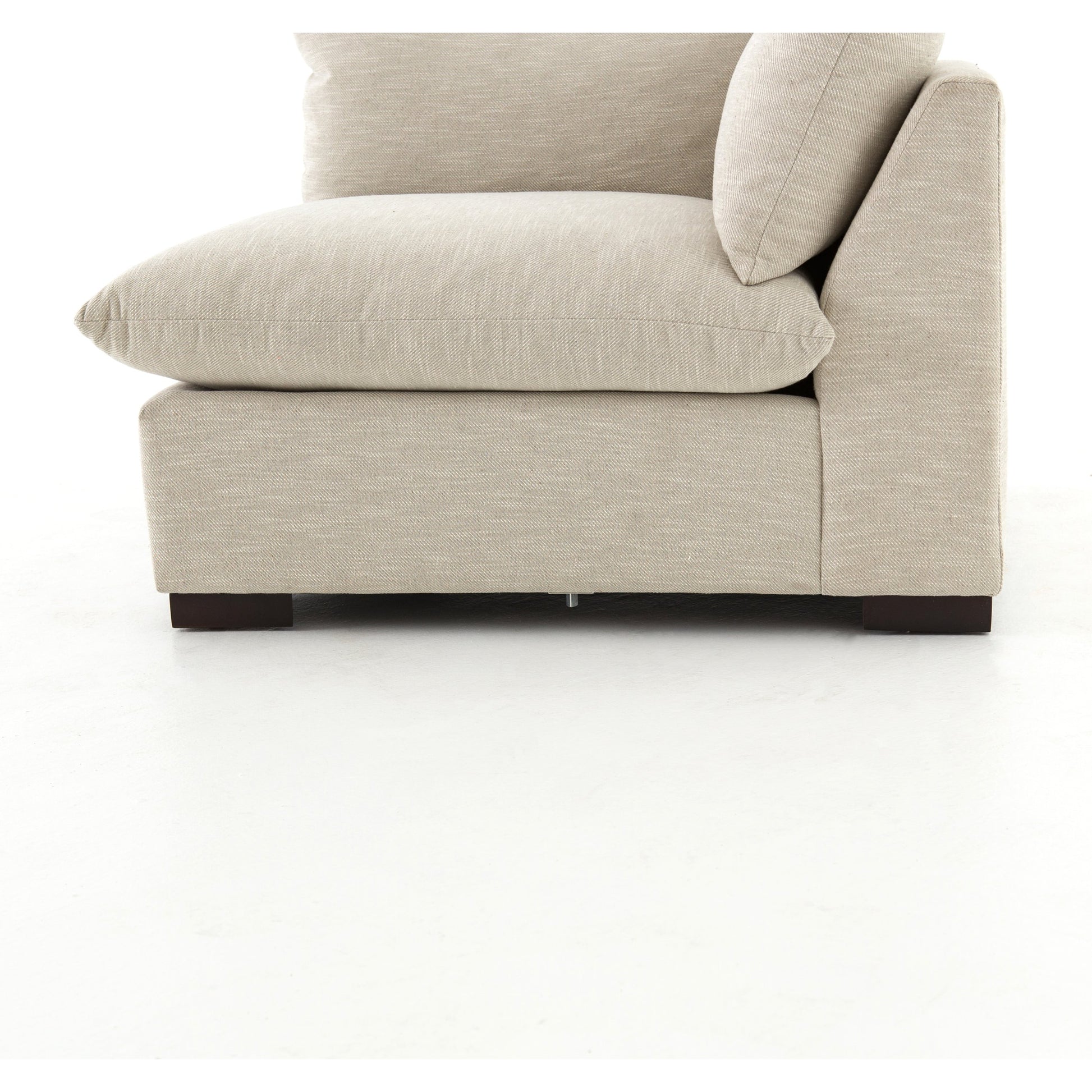 Grant 5-PC Sectional by Four Hands in ashby oatmeal and espresso. Made from 72% polyester, 18% pre-combed cotton, 10% cotton, solid banak, solid pine in a modern style.