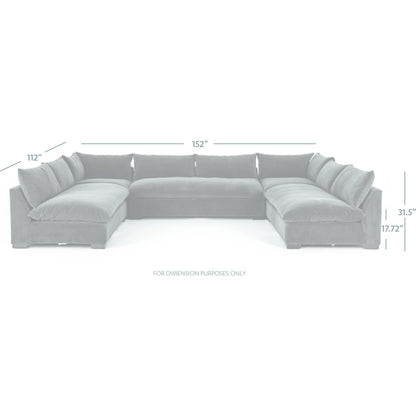 Grant 5-PC Sectional by Four Hands in ashby oatmeal and espresso. Made from 72% polyester, 18% pre-combed cotton, 10% cotton, solid banak, solid pine in a modern style.