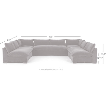 Grant 5-PC Sectional by Four Hands in ashby oatmeal and espresso. Made from 72% polyester, 18% pre-combed cotton, 10% cotton, solid banak, solid pine in a modern style.