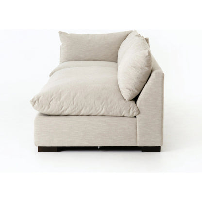 Grant 3-PC Sectional by Four Hands in ashby oatmeal and espresso. Made from 72% polyester, 18% pre-combed cotton, 10% cotton, solid banak, solid pine in a modern style.