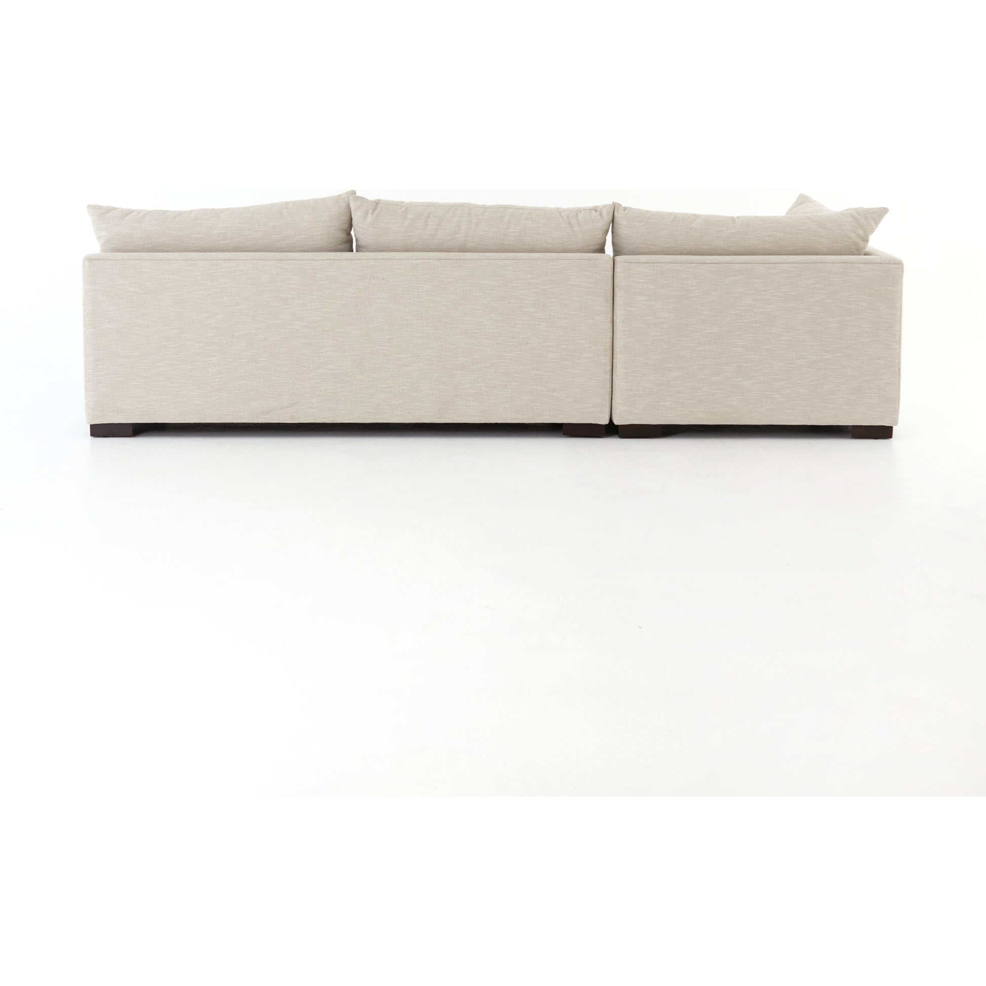 Grant 3-PC Sectional by Four Hands in ashby oatmeal and espresso. Made from 72% polyester, 18% pre-combed cotton, 10% cotton, solid banak, solid pine in a modern style.