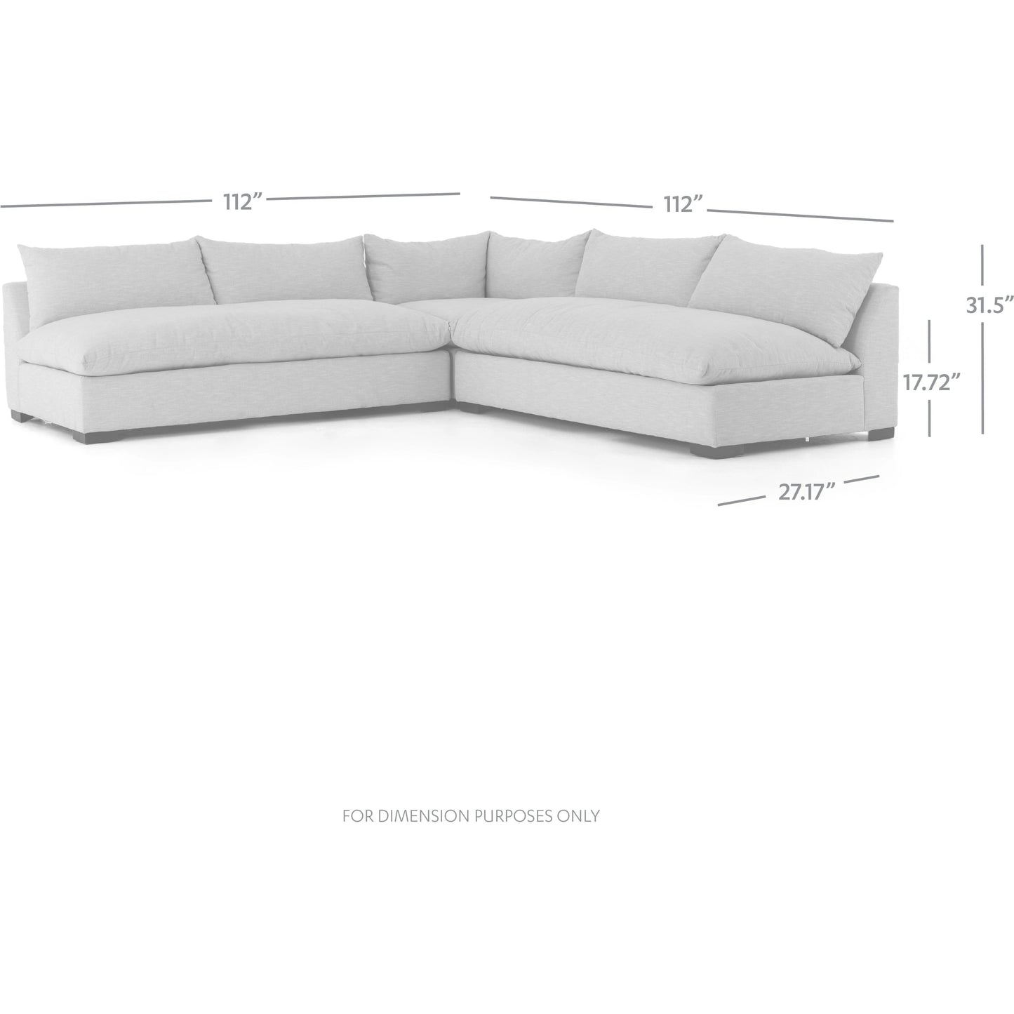 008 SI-1715454 | Additional Silo | Grant 3-PC Sectional by Four Hands in ashby oatmeal and espresso. Made from 72% polyester, 18% pre-combed cotton, 10% cotton, solid banak, solid pine in a modern style.