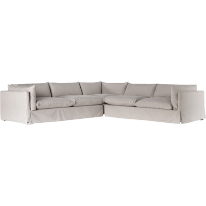 Habitat Slipcover 3-Piece Sectional by Four Hands in bennett moon. Made from 100% polyester, banak wood in a modern style.