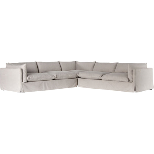 Habitat Slipcover 3-Piece Sectional by Four Hands in bennett moon. Made from 100% polyester, banak wood in a modern style.