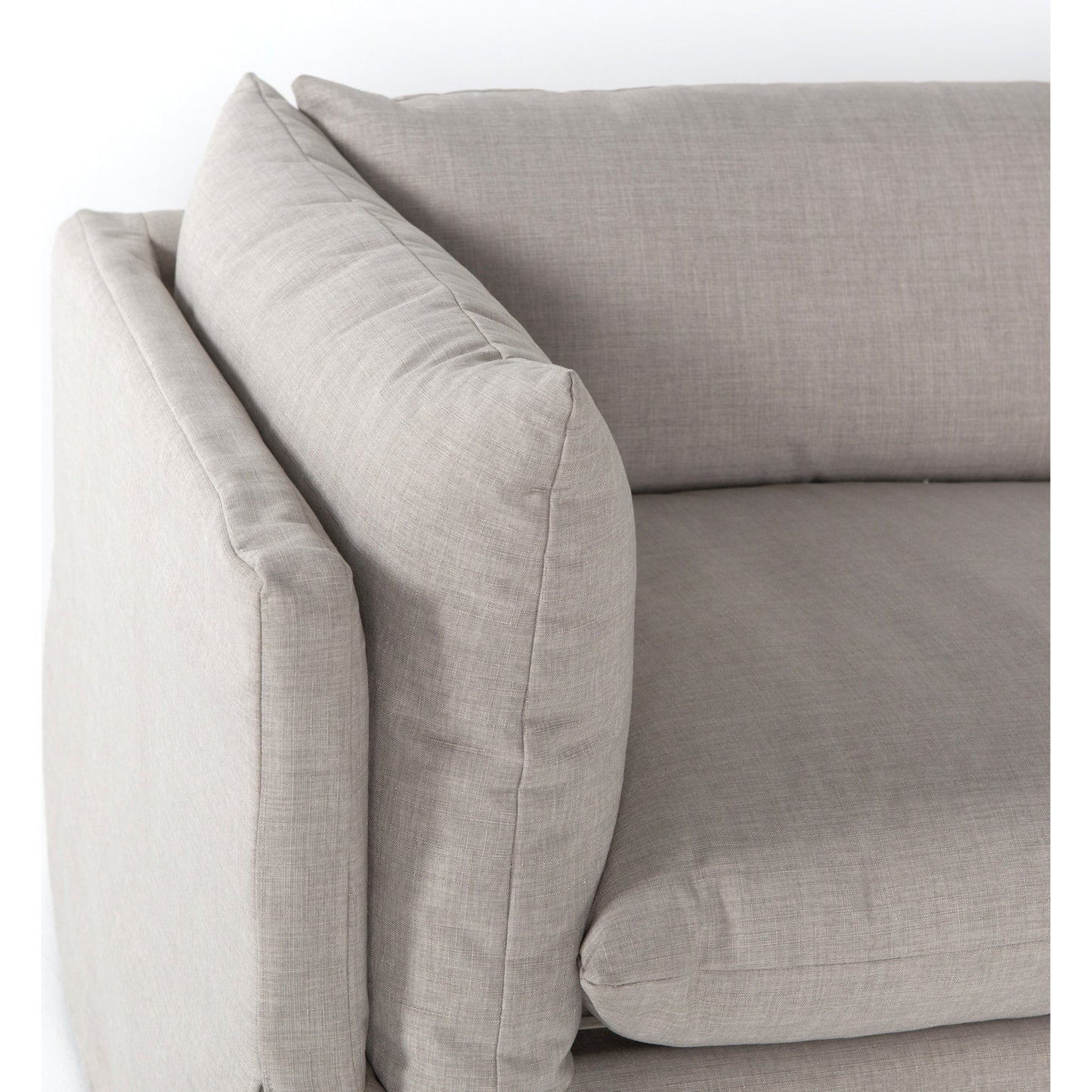 014 SI-1715510 | Closeup | Habitat Slipcover 3-Piece Sectional by Four Hands in bennett moon. Made from 100% polyester, banak wood in a modern style.