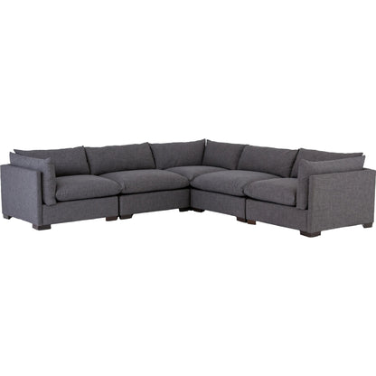 Westwood 5-Piece Sectional by Four Hands. Made from 100% polyester, solid banak, solid pine in a modern style.