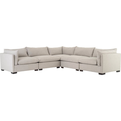 Westwood 5-Piece Sectional by Four Hands. Made from 100% polyester, solid banak, solid pine in a modern style.