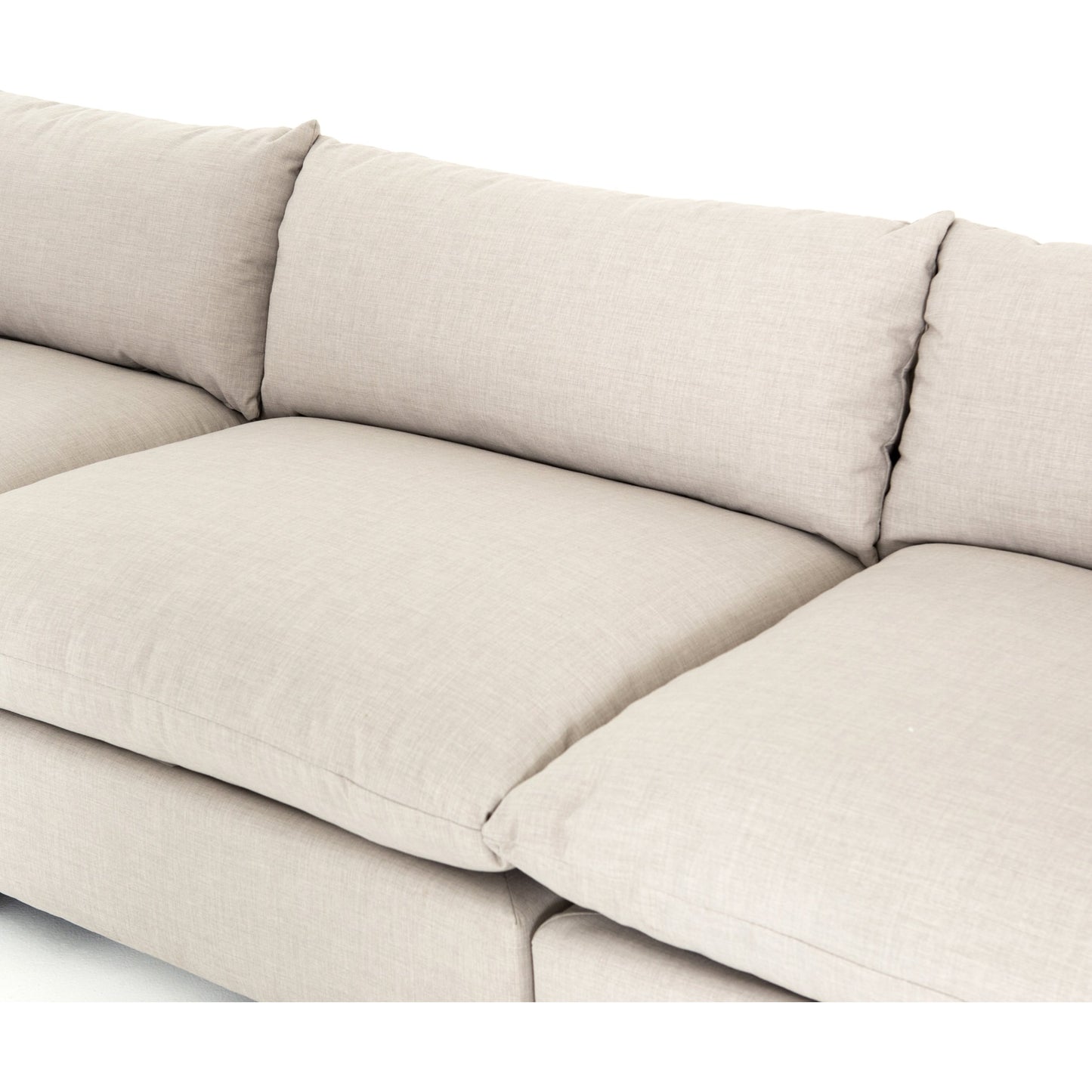026 SI-1717187 | Closeup | Westwood 3-PC Sectional by Four Hands in bennett moon. Made from 100% polyester, solid banak, solid pine in a modern style.