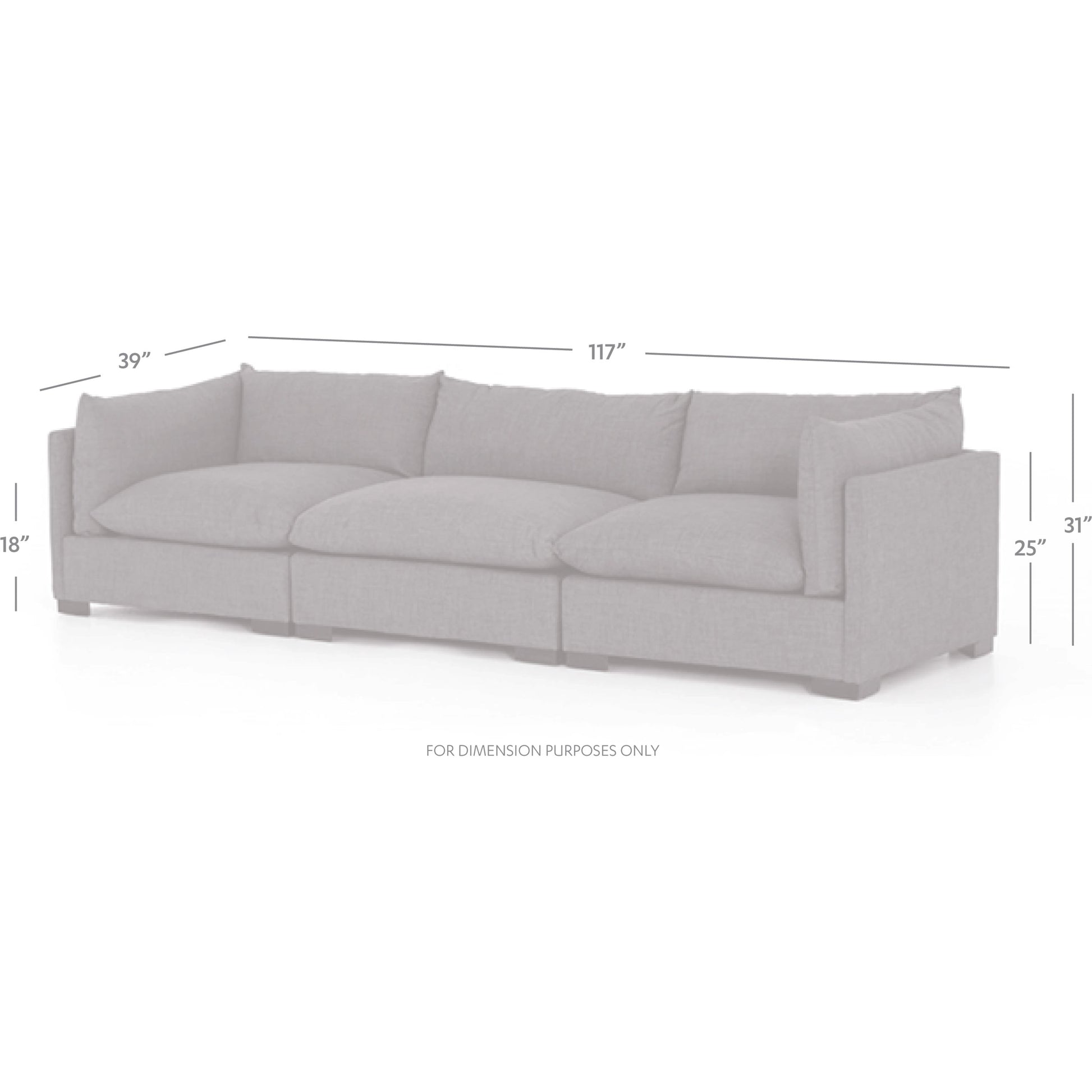 Westwood 3-PC Sectional by Four Hands. Made from 100% polyester, solid banak, solid pine in a modern style.