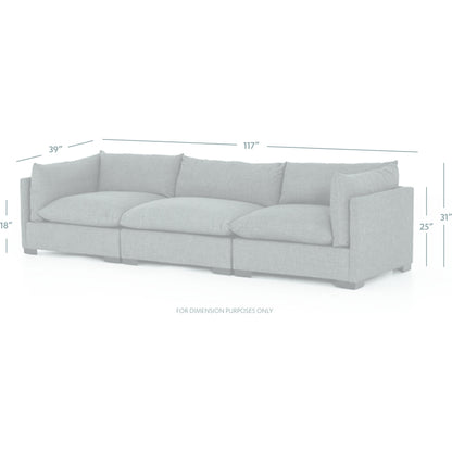 Westwood 3-PC Sectional by Four Hands. Made from 100% polyester, solid banak, solid pine in a modern style.