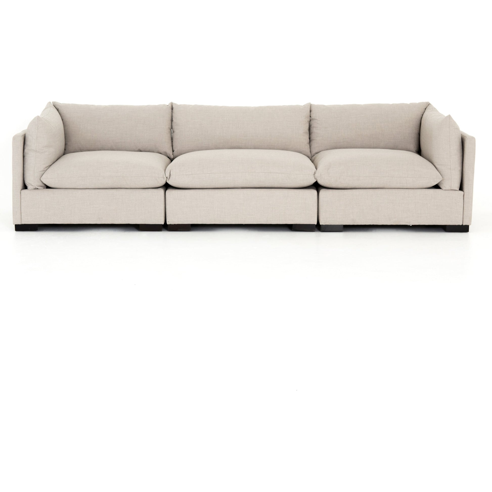 Westwood 3-PC Sectional by Four Hands. Made from 100% polyester, solid banak, solid pine in a modern style.