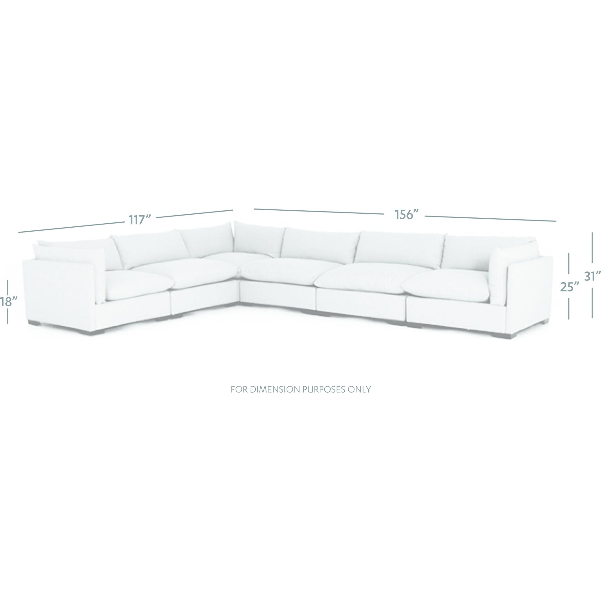 Westwood 6 Piece Sectional by Four Hands. Made from 100% polyester, solid banak, solid pine in a modern style.