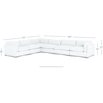 Westwood 6 Piece Sectional by Four Hands. Made from 100% polyester, solid banak, solid pine in a modern style.
